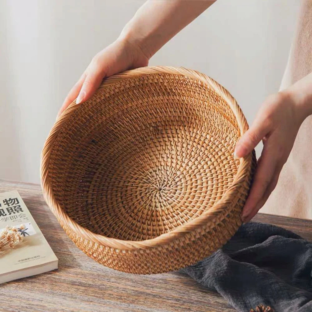 3pcs natural handwoven rattan baskets