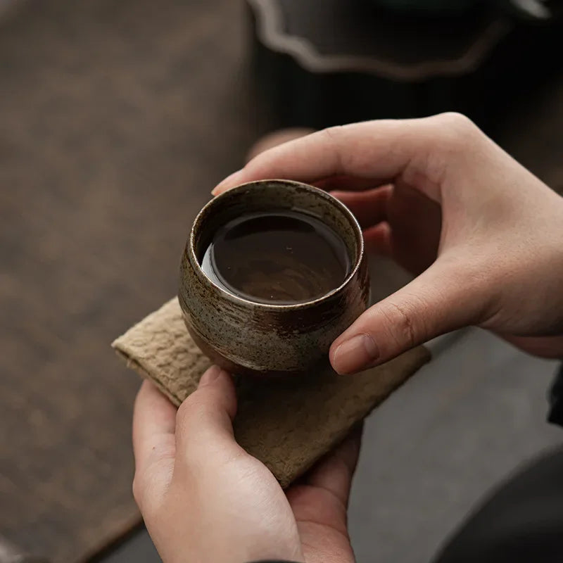 handmade rough pottery tea cups