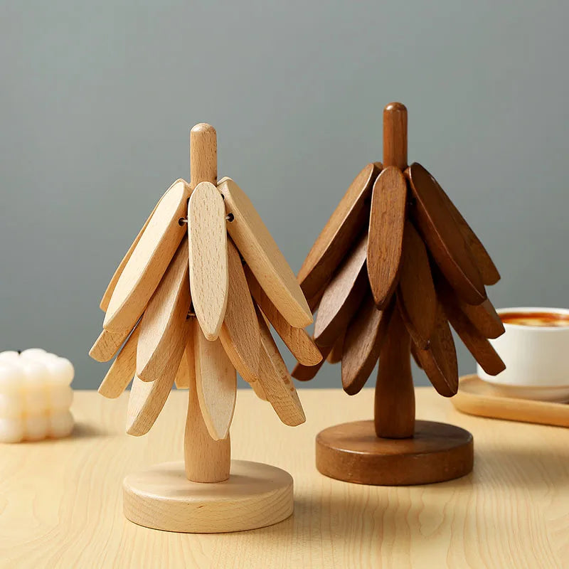4PCS tree design wooden coasters