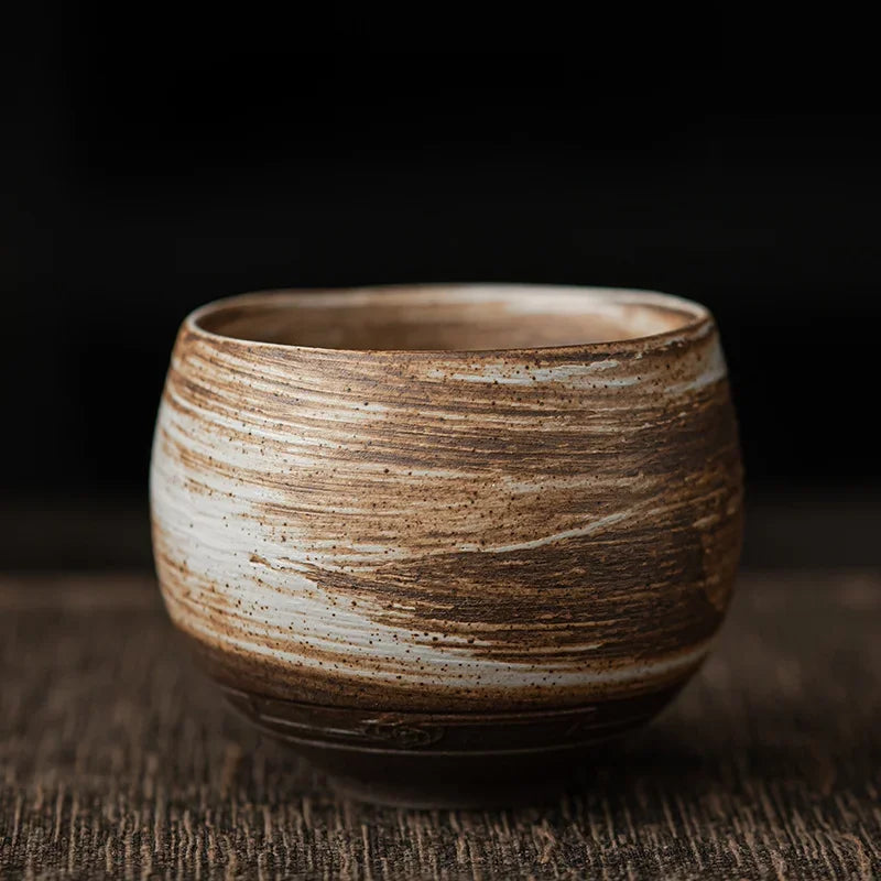 handmade rough pottery tea cups