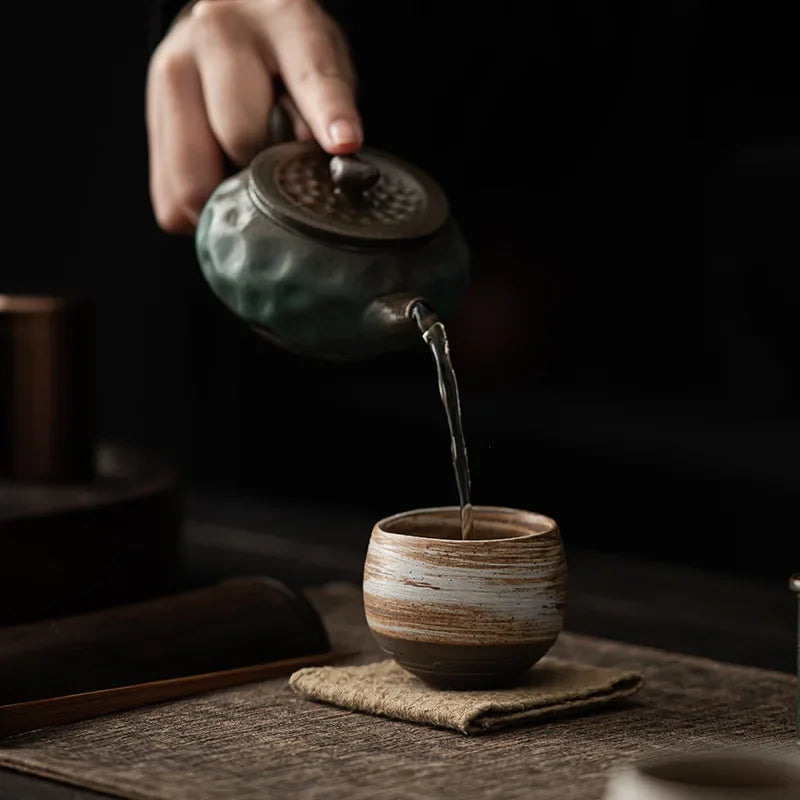 handmade rough pottery tea cups