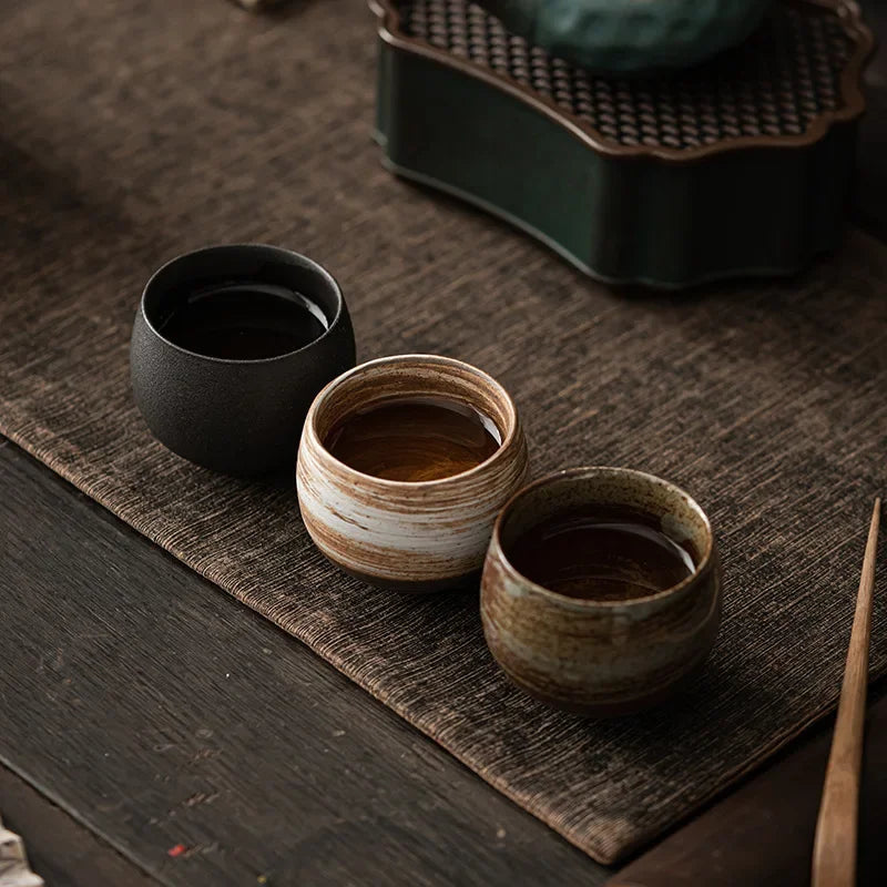 handmade rough pottery tea cups