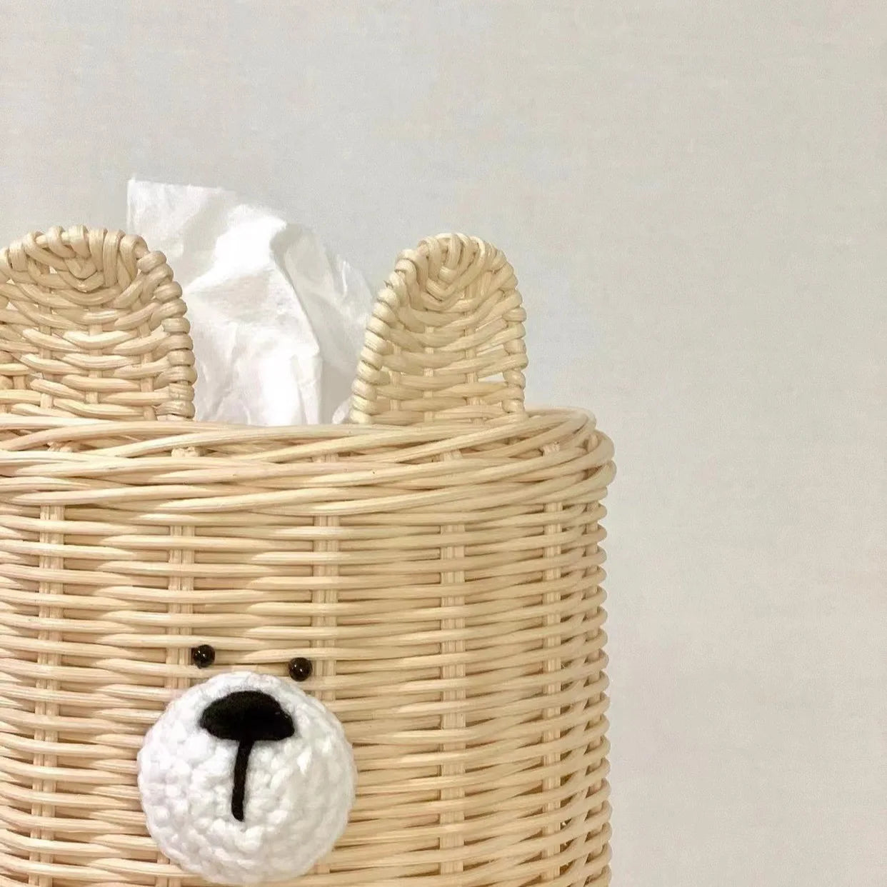 rattan bear tissue box