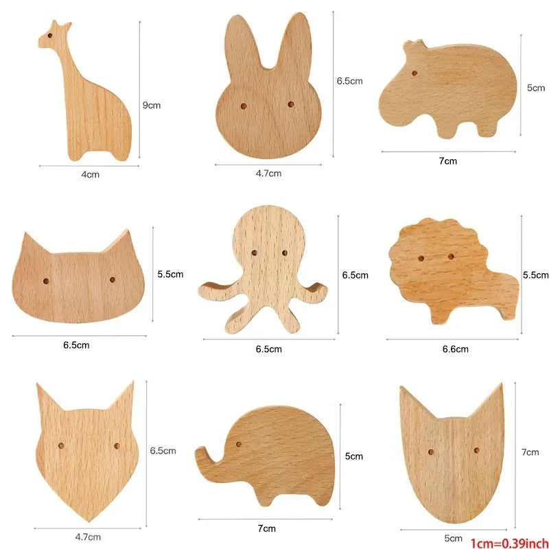 1pcs animal wooden hook