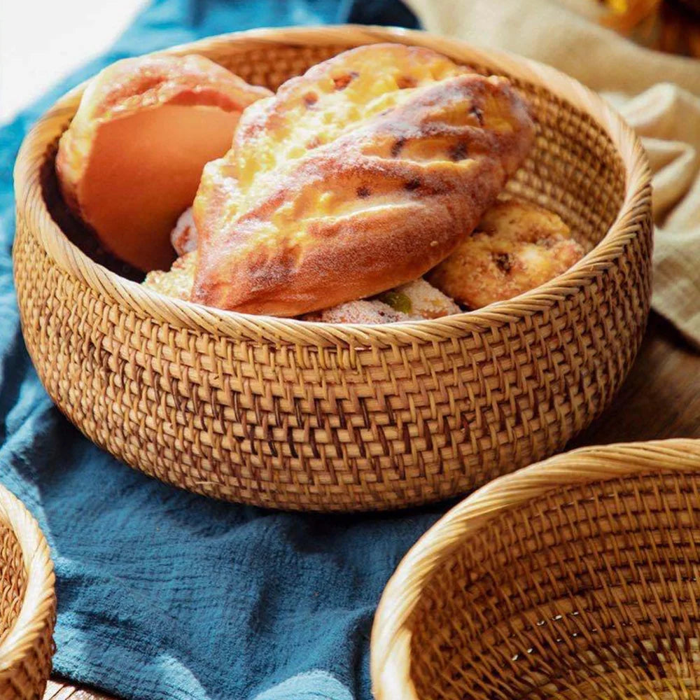 3pcs natural handwoven rattan baskets