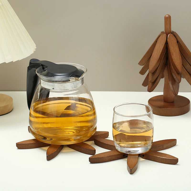 4PCS tree design wooden coasters
