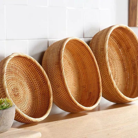 3pcs natural handwoven rattan baskets